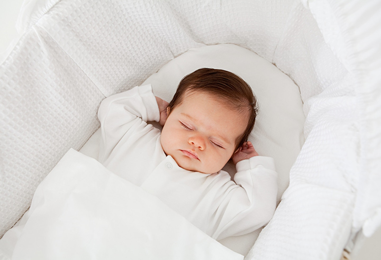 A relaxed baby sleeping after listening to lullaby.