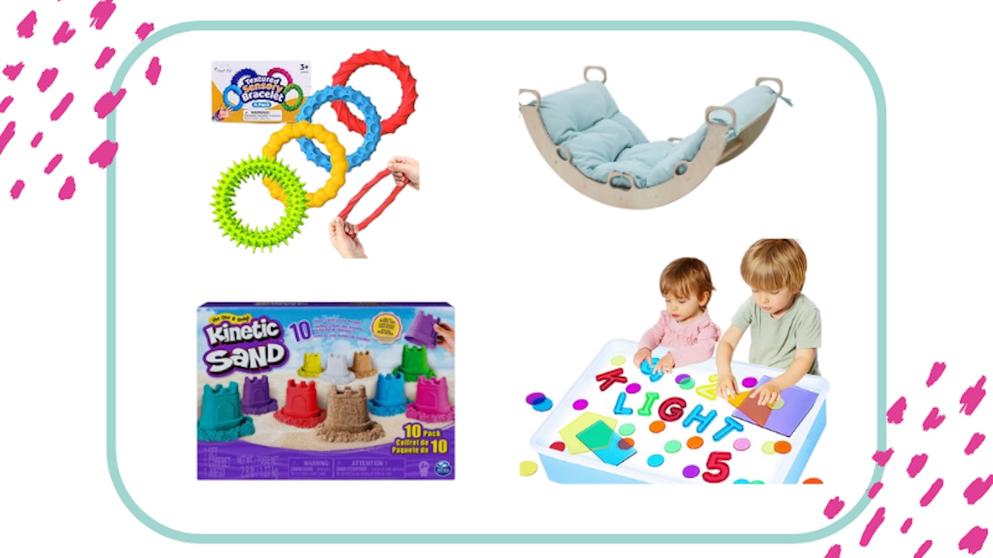 toys for children with disabilities on white background