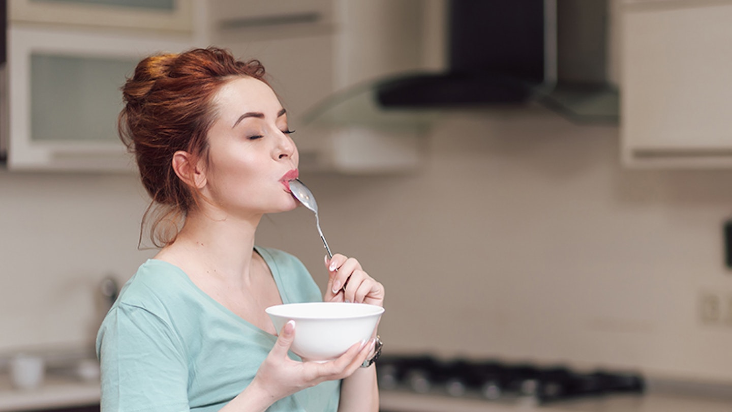 Pregnant woman eating food