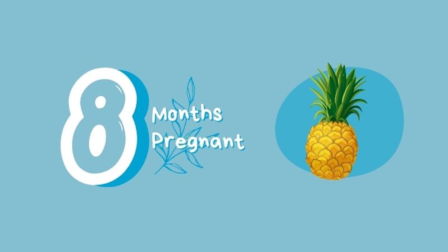 8 months pregnant with pineapple for scale