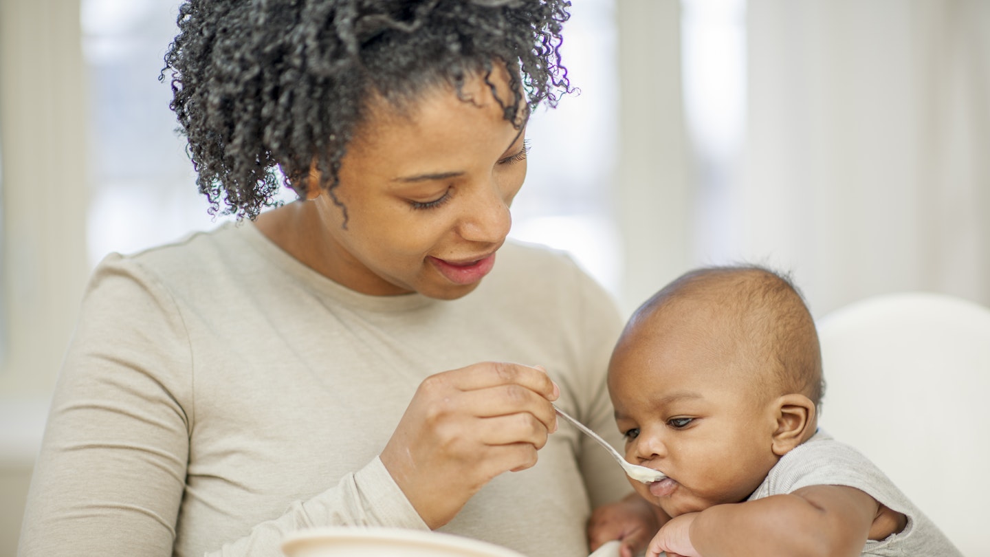 Baby eating baby rice