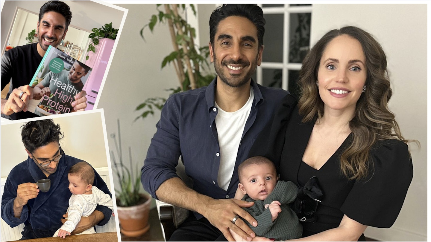 Dr rupy aujla header image with his wife and new baby colalge