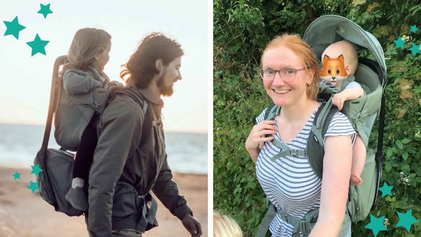 Our mum tester and brand image with the Thule Backpack Carrier