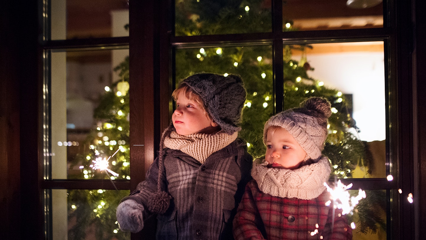 children with fireworks