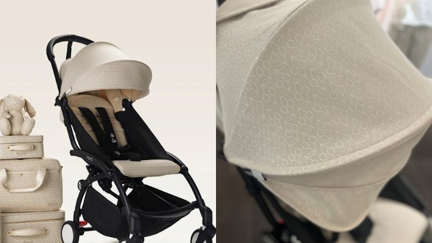Two images side by side of the Bonpoint x Yoyo Stroller
