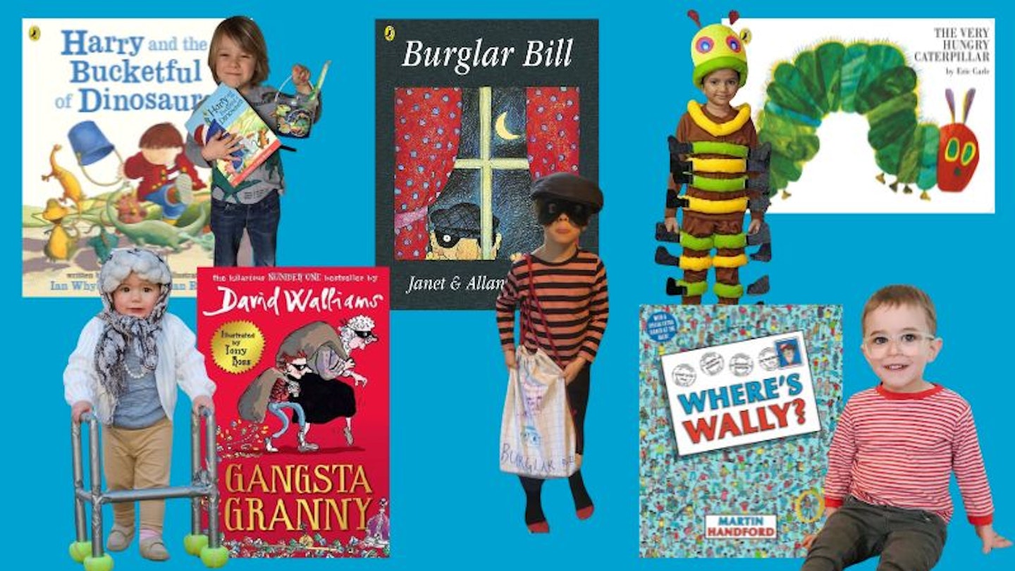 A selection of homemade World book day costumes and the books