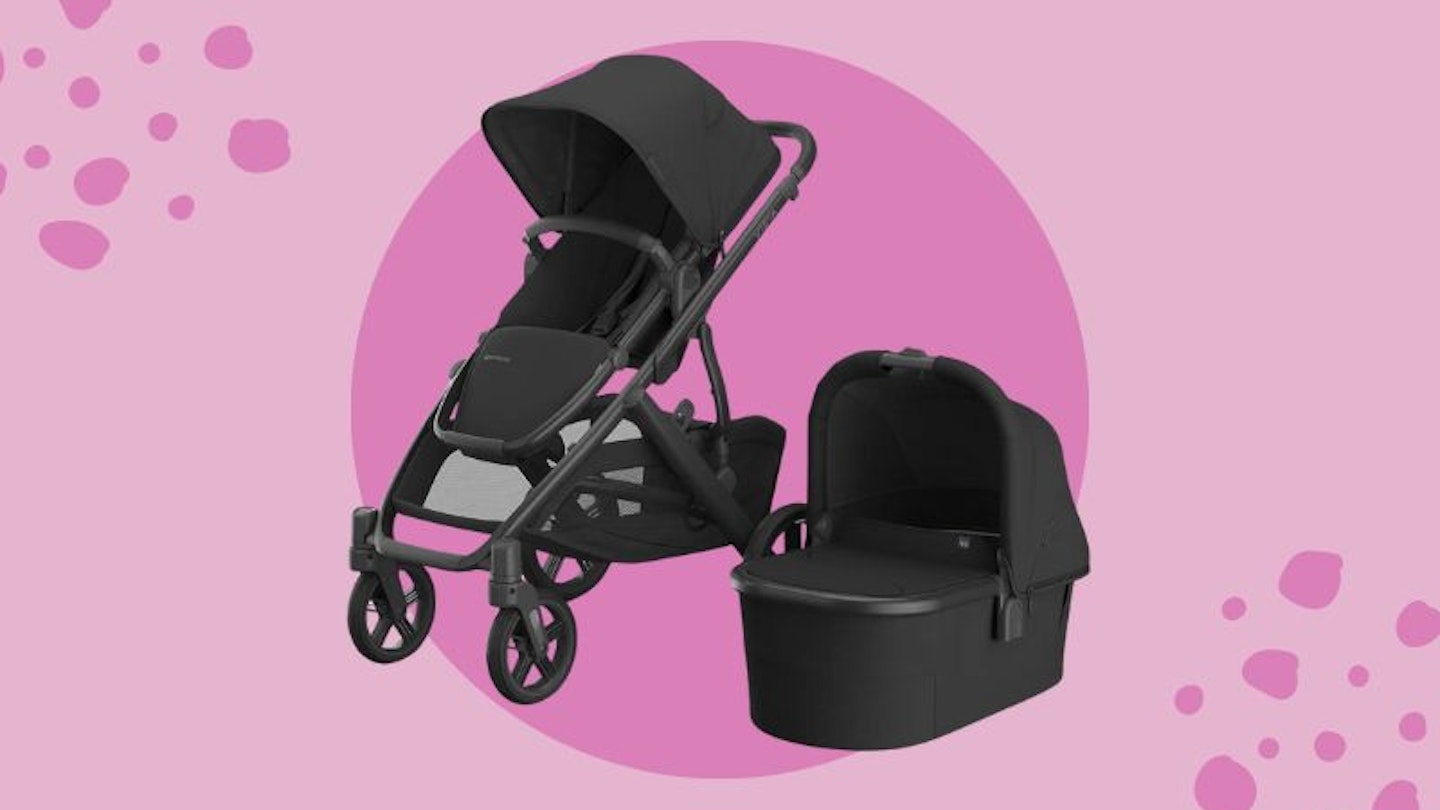 UPPAbaby Vista V3 on a pink background